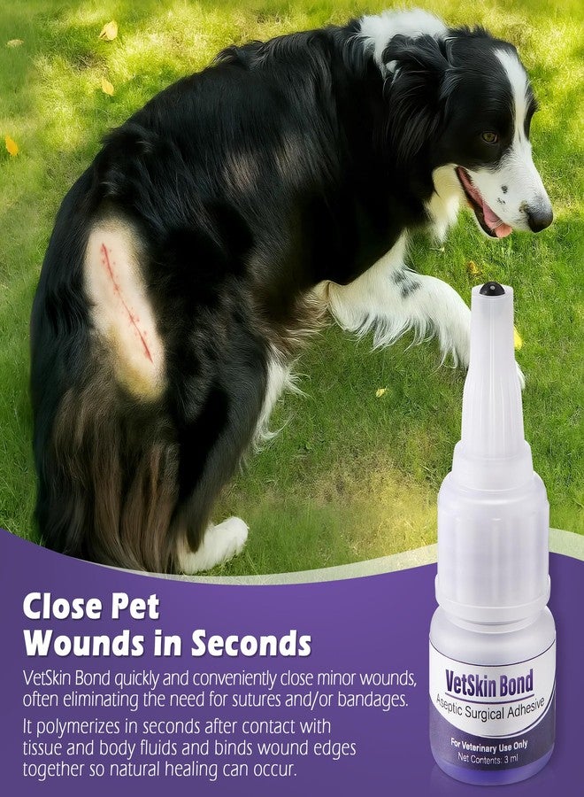 Ceoighe 1 Pack 3ml Veterinary Surgical Skin Glue with 10 Precise Applicators, Strong Surgical Adhesive, Blue-Tinted Animal Tissue Wound Glue, Fast Bleeding Control and Waterproof Wound Sealant for Pets - Image 3